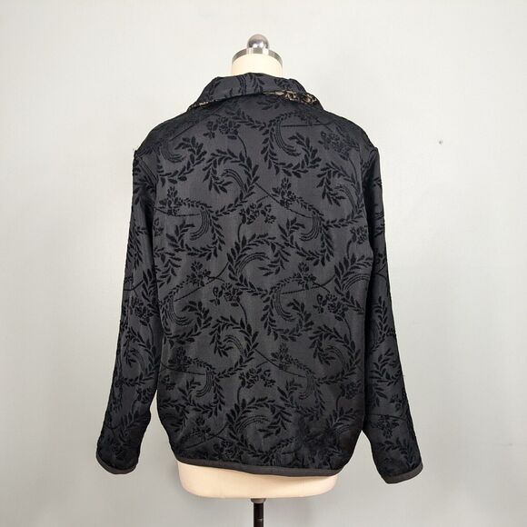 Vintage Tapestry Jacket Blazer XL Reversible Boho Whimsigoth Patchwork Black 90s - Picture 4 of 9